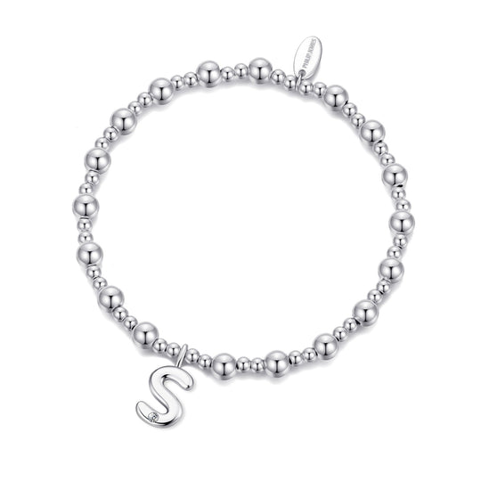 Letter S Initial Stretch Bracelet Created with Zircondia® Crystals - Philip Jones Jewellery