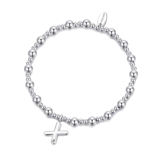 Letter X Initial Stretch Bracelet Created with Zircondia® Crystals - Philip Jones Jewellery