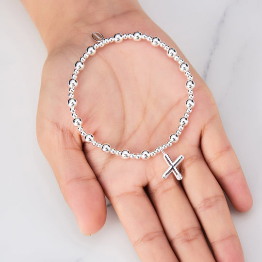 Letter X Initial Stretch Bracelet Created with Zircondia® Crystals - Philip Jones Jewellery