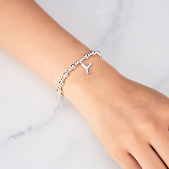 Letter Y Initial Stretch Bracelet Created with Zircondia® Crystals - Philip Jones Jewellery