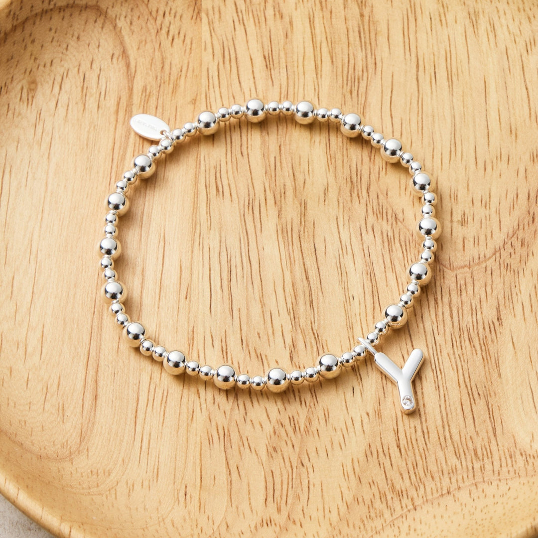 Letter Y Initial Stretch Bracelet Created with Zircondia® Crystals - Philip Jones Jewellery