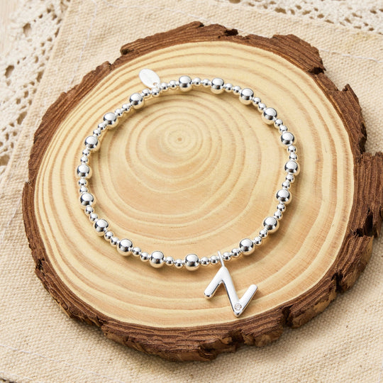 Letter Z Initial Stretch Bracelet Created with Zircondia® Crystals - Philip Jones Jewellery