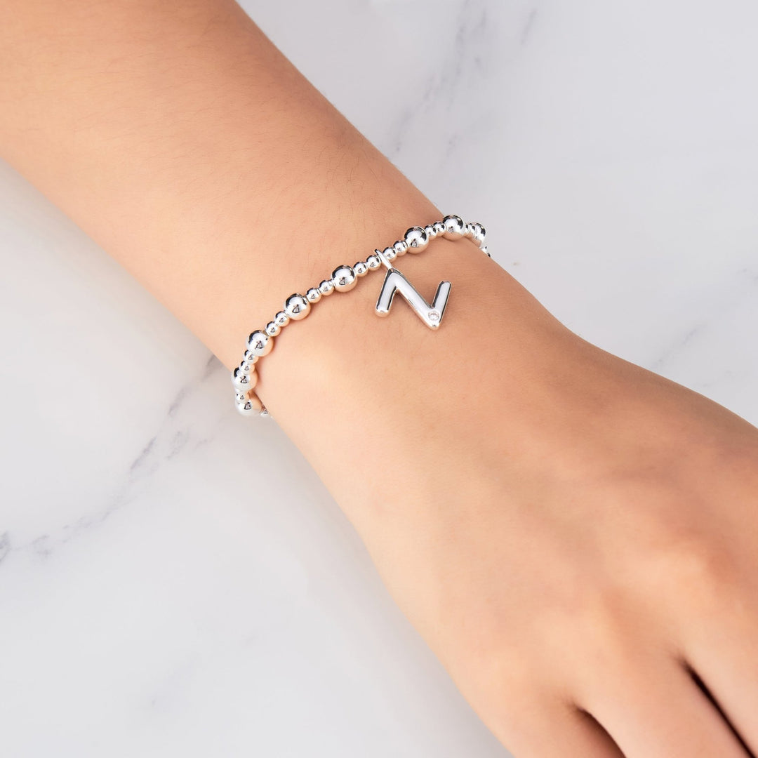 Letter Z Initial Stretch Bracelet Created with Zircondia® Crystals - Philip Jones Jewellery