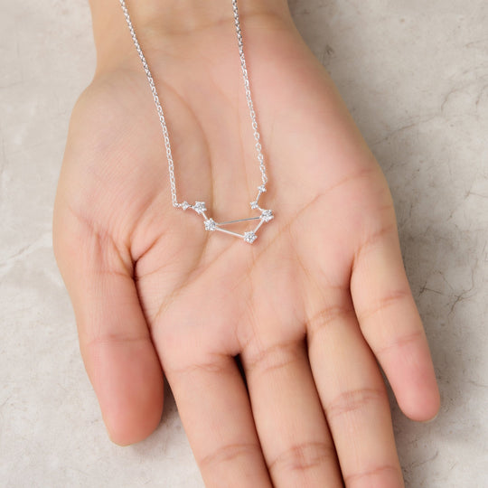Libra Star Sign Zodiac Constellation Necklace and Quote Card with Zircondia® Crystals - Philip Jones Jewellery