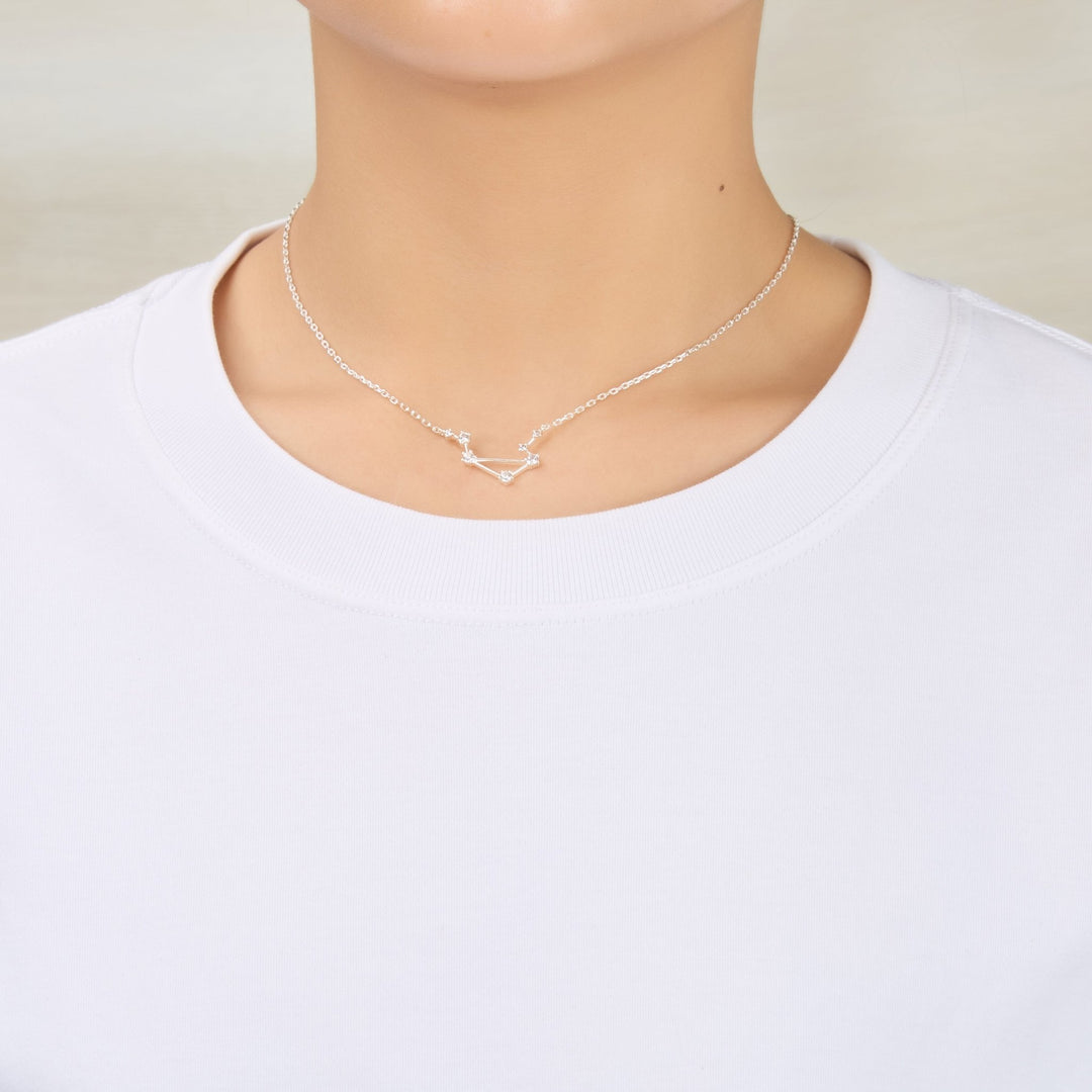 Libra Star Sign Zodiac Constellation Necklace with Zircondia® Crystals - Philip Jones Jewellery