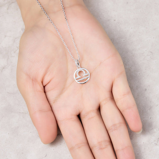 Libra Star Sign Zodiac Necklace and Quote Card with Zircondia® Crystals - Philip Jones Jewellery
