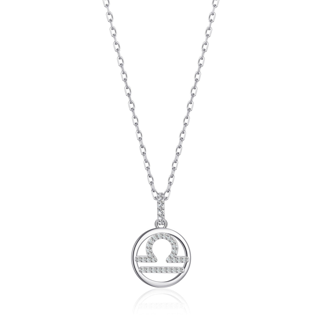 Libra Star Sign Zodiac Necklace with Zircondia® Crystals - Philip Jones Jewellery