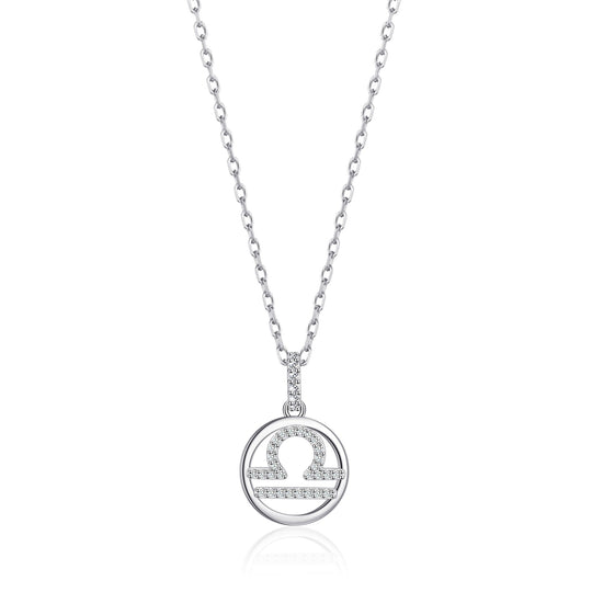 Libra Star Sign Zodiac Necklace with Zircondia® Crystals - Philip Jones Jewellery