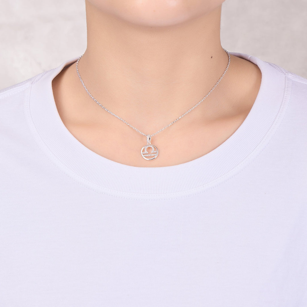 Libra Star Sign Zodiac Necklace with Zircondia® Crystals - Philip Jones Jewellery