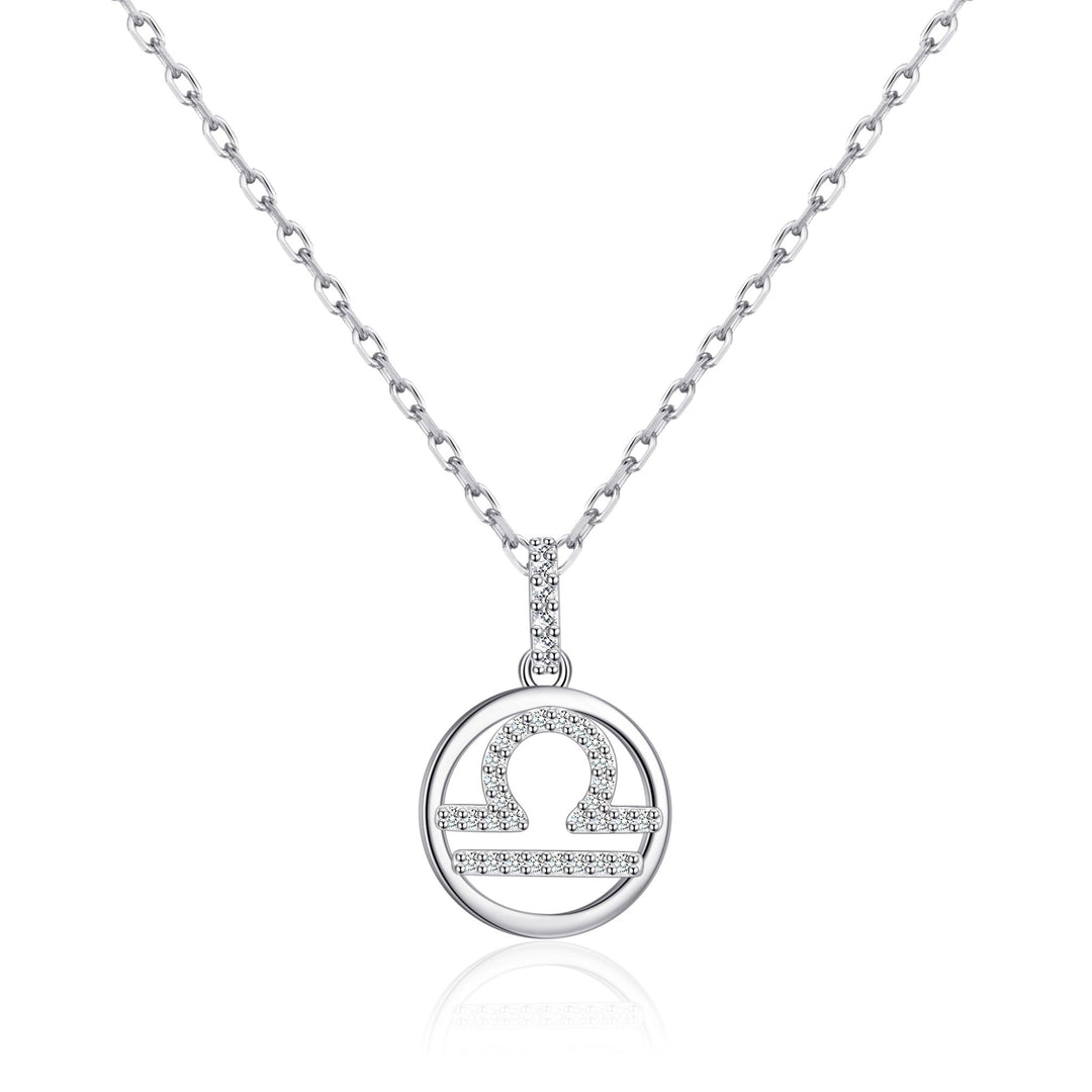 Libra Star Sign Zodiac Necklace with Zircondia® Crystals - Philip Jones Jewellery