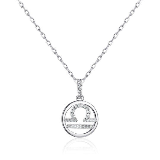 Libra Star Sign Zodiac Necklace with Zircondia® Crystals - Philip Jones Jewellery