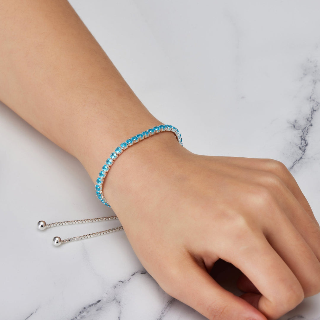 Light Blue Tennis Friendship Bracelet Created with Zircondia® Crystals - Philip Jones Jewellery