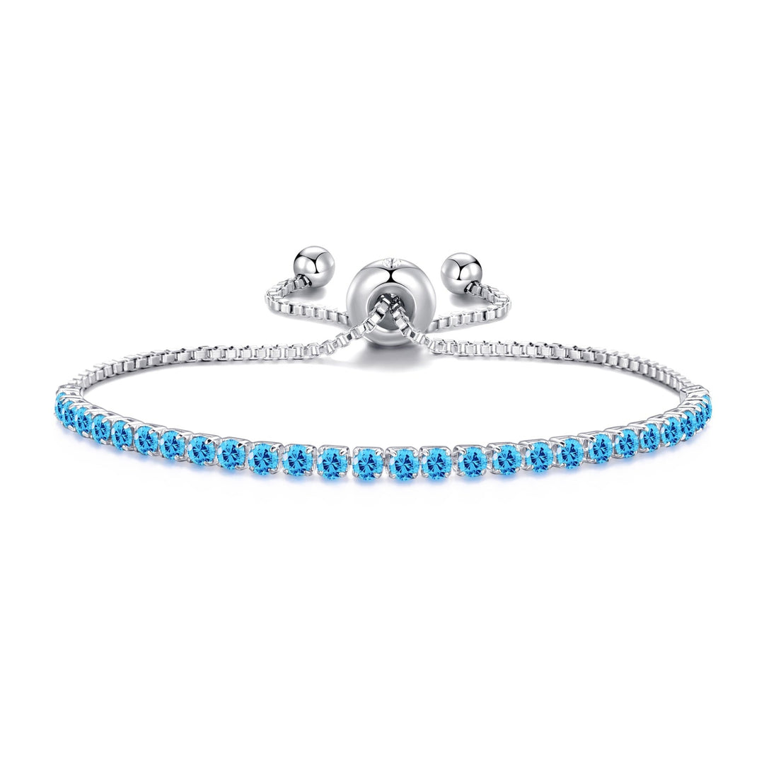 Light Blue Tennis Friendship Bracelet Created with Zircondia® Crystals - Philip Jones Jewellery