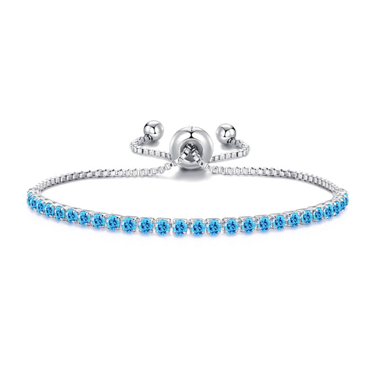 Light Blue Tennis Friendship Bracelet Created with Zircondia® Crystals - Philip Jones Jewellery