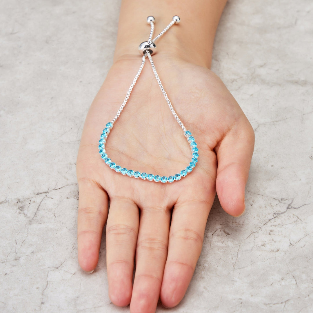 Light Blue Tennis Friendship Bracelet Created with Zircondia® Crystals - Philip Jones Jewellery