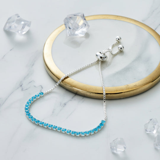 Light Blue Tennis Friendship Bracelet Created with Zircondia® Crystals - Philip Jones Jewellery
