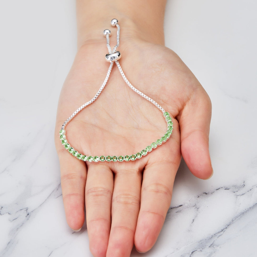 Light Green Tennis Friendship Bracelet Created with Zircondia® Crystals - Philip Jones Jewellery