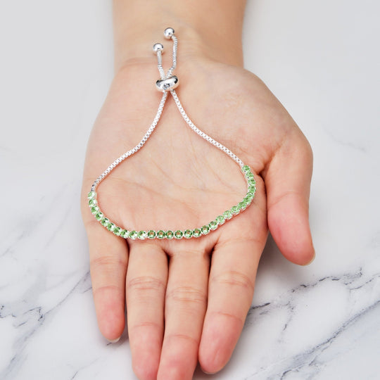 Light Green Tennis Friendship Bracelet Created with Zircondia® Crystals - Philip Jones Jewellery