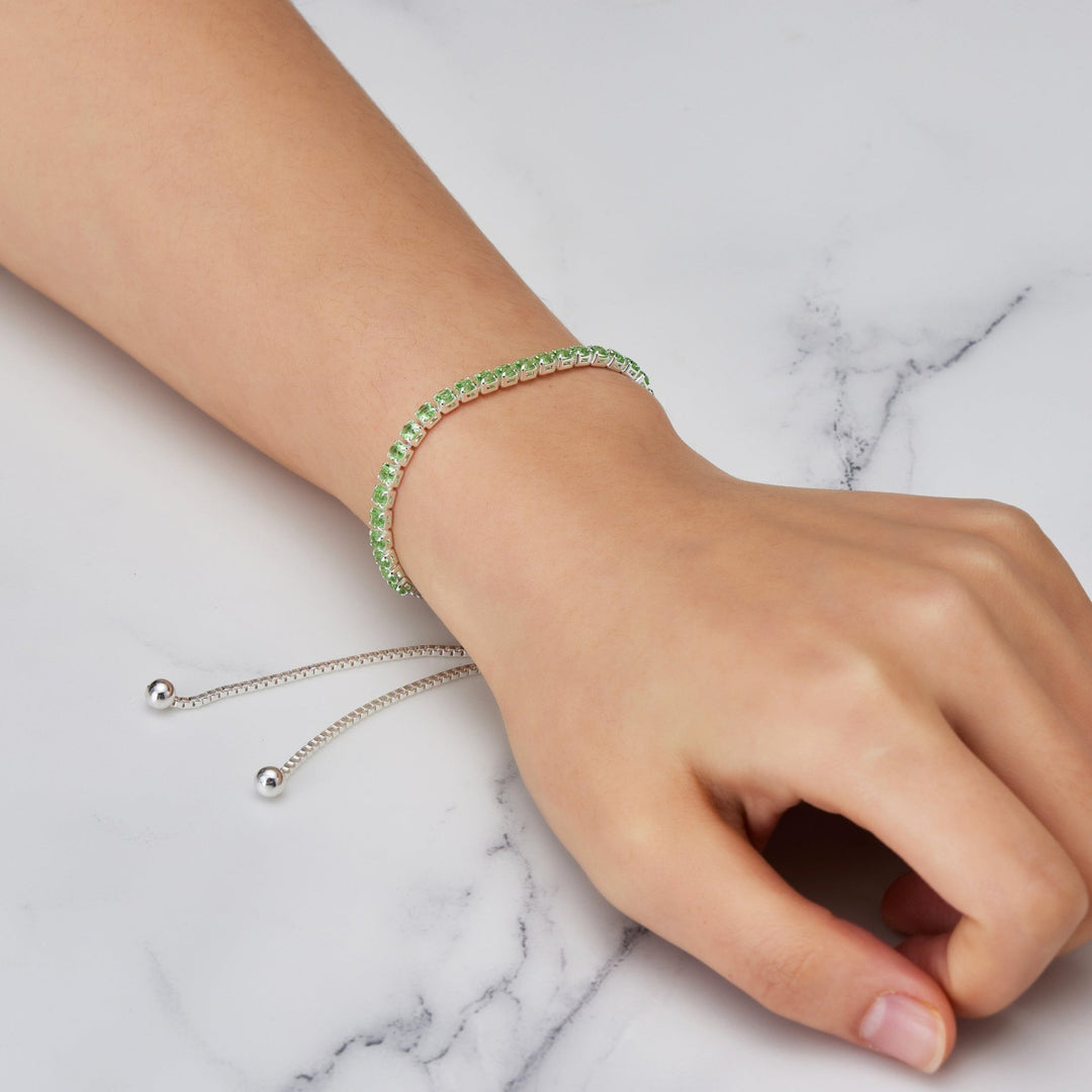 Light Green Tennis Friendship Bracelet Created with Zircondia® Crystals - Philip Jones Jewellery