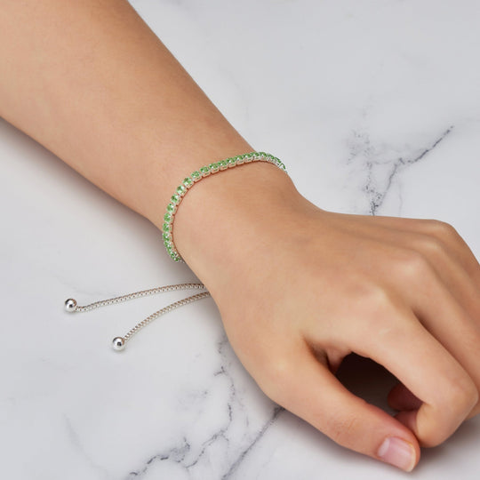 Light Green Tennis Friendship Bracelet Created with Zircondia® Crystals - Philip Jones Jewellery