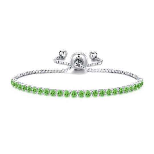 Light Green Tennis Friendship Bracelet Created with Zircondia® Crystals - Philip Jones Jewellery