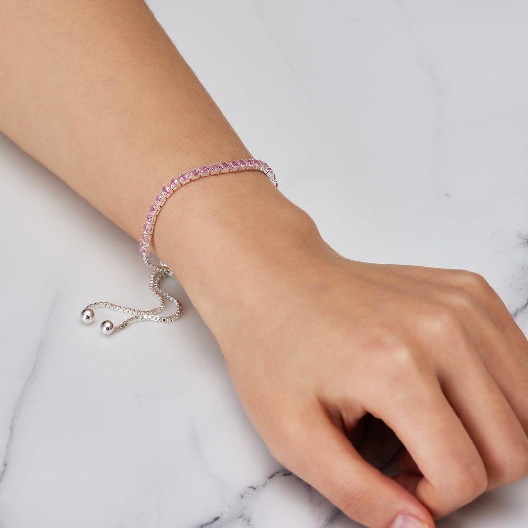 Light Pink Tennis Friendship Bracelet Created with Zircondia® Crystals - Philip Jones Jewellery