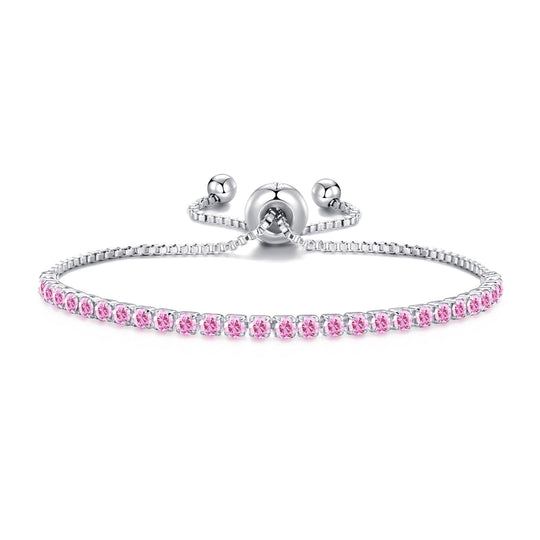 Light Pink Tennis Friendship Bracelet Created with Zircondia® Crystals - Philip Jones Jewellery