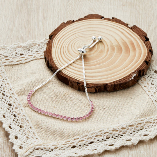 Light Pink Tennis Friendship Bracelet Created with Zircondia® Crystals - Philip Jones Jewellery