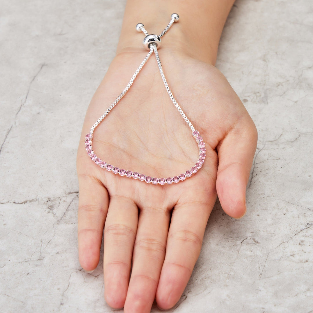 Light Pink Tennis Friendship Bracelet Created with Zircondia® Crystals - Philip Jones Jewellery