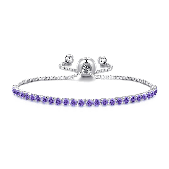 Light Purple Tennis Friendship Bracelet Created with Zircondia® Crystals - Philip Jones Jewellery
