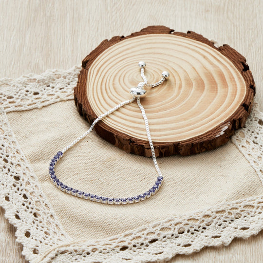 Light Purple Tennis Friendship Bracelet Created with Zircondia® Crystals - Philip Jones Jewellery