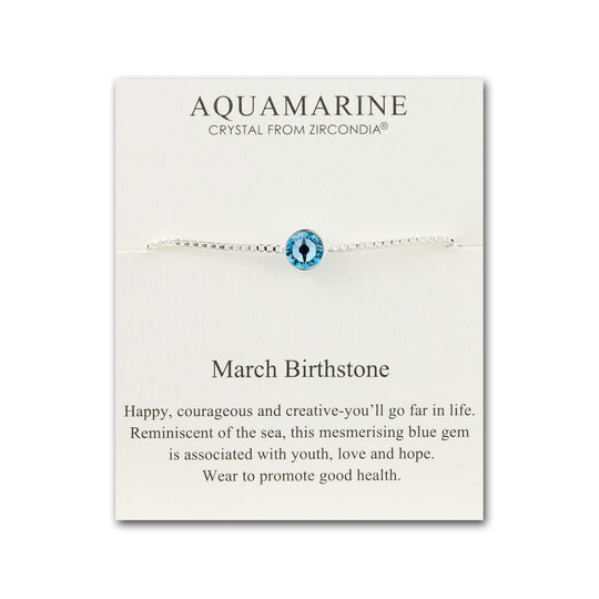 March (Aquamarine) Birthstone Bracelet Created with Zircondia® Crystals - Philip Jones Jewellery