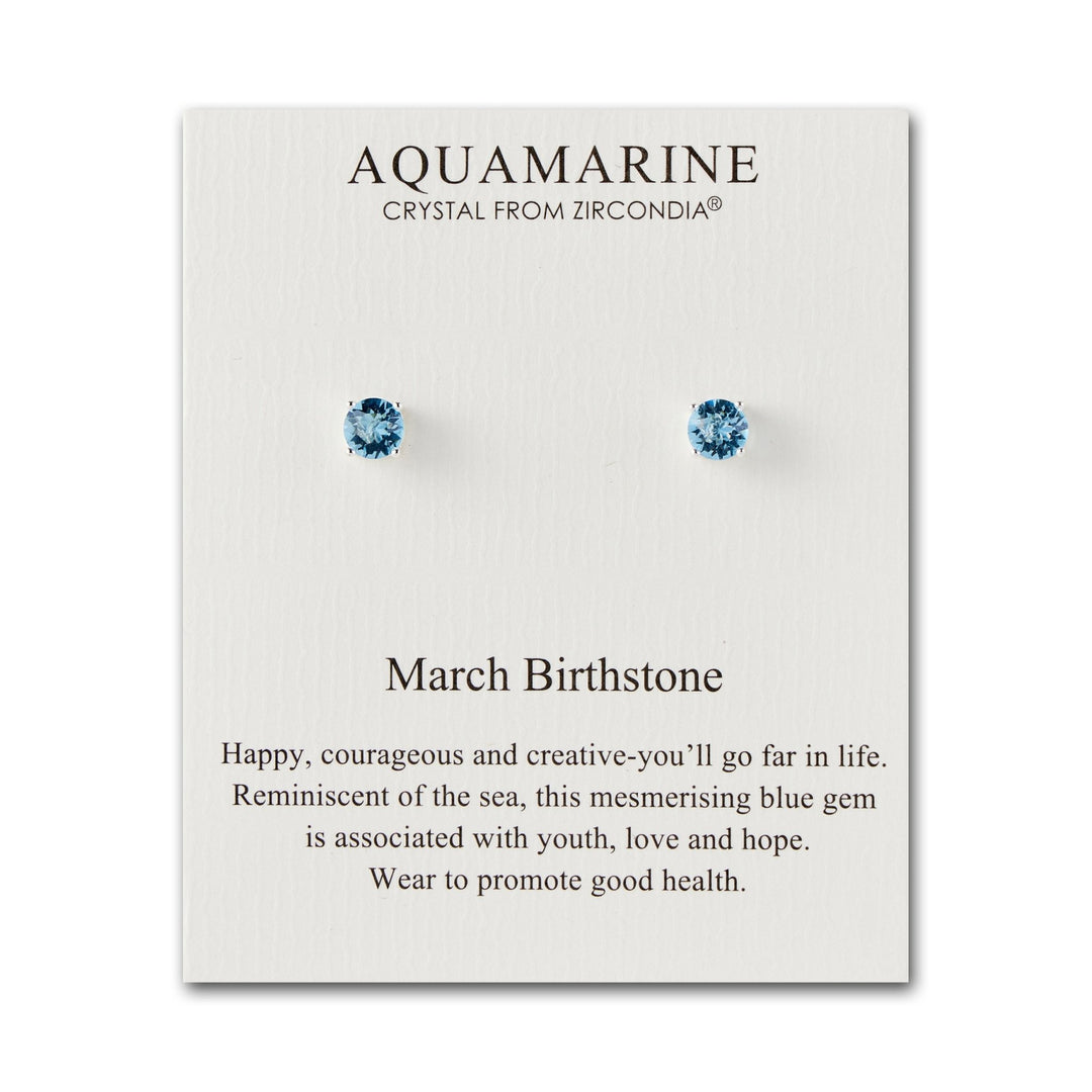 March (Aquamarine) Birthstone Earrings Created with Zircondia® Crystals - Philip Jones Jewellery