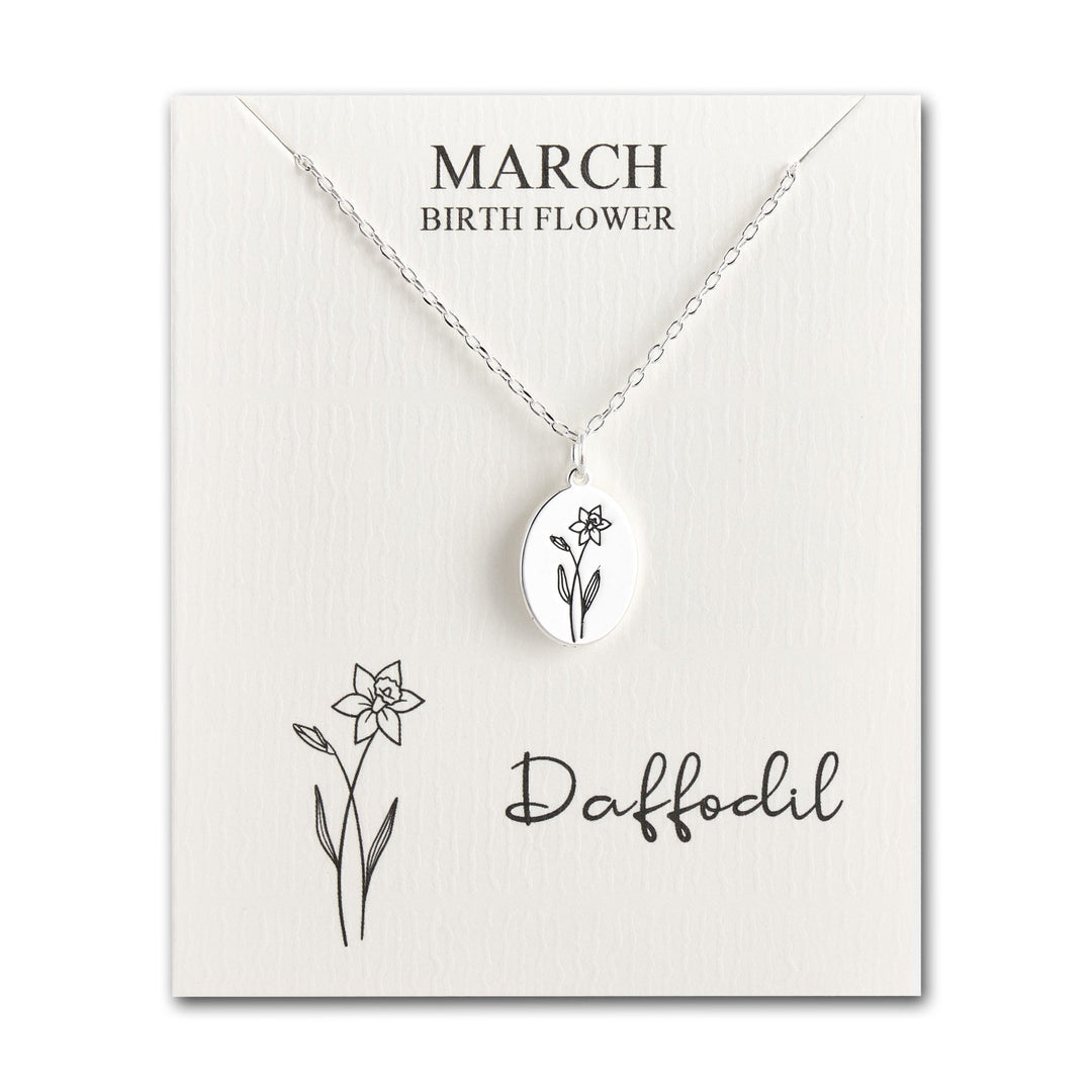 March Birth Flower Daffodil Necklace with Card - Philip Jones Jewellery