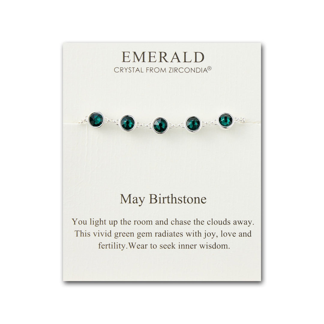 May Birthstone Bracelet Created with Emerald Zircondia® Crystals - Philip Jones Jewellery