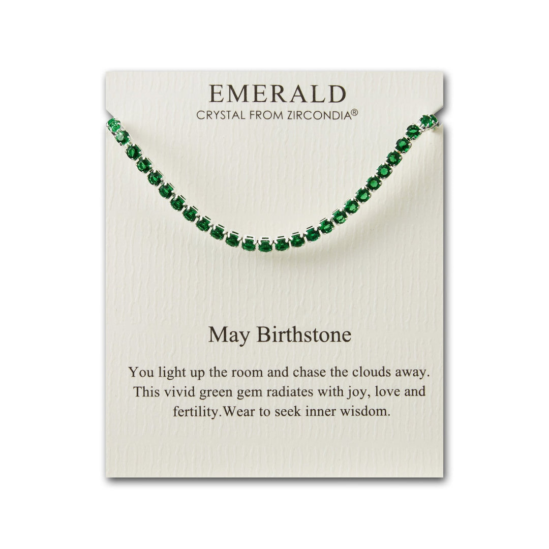 May Birthstone Friendship Bracelet with Emerald Zircondia® Crystals - Philip Jones Jewellery