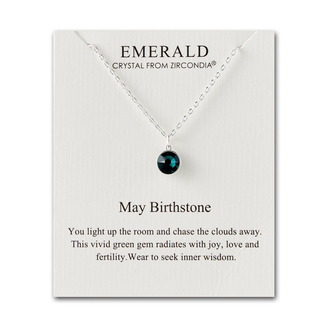May (Emerald) Birthstone Necklace Created with Zircondia® Crystals - Philip Jones Jewellery