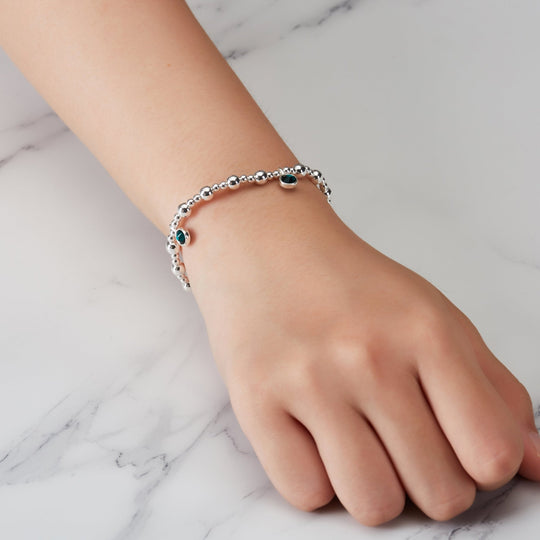May (Emerald) Birthstone Stretch Charm Bracelet with Quote Gift Box - Philip Jones Jewellery