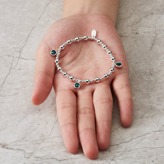 May (Emerald) Birthstone Stretch Charm Bracelet with Quote Gift Box - Philip Jones Jewellery
