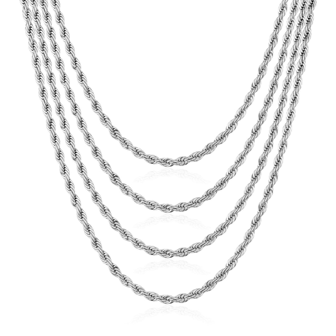 Men's 5mm Stainless Steel 18 - 24 Inch Round Rope Wheat Chain Necklace - Philip Jones Jewellery