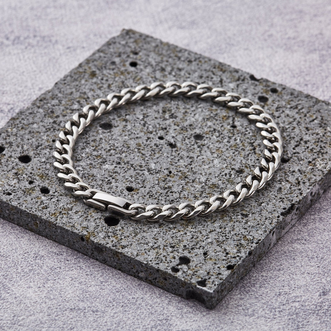 Men's 6mm Stainless Steel 7.5 - 8.5 Inch Curb Chain Bracelet - Philip Jones Jewellery