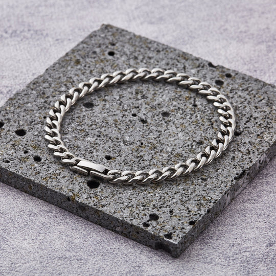 Men's 6mm Stainless Steel 7.5 - 8.5 Inch Curb Chain Bracelet - Philip Jones Jewellery