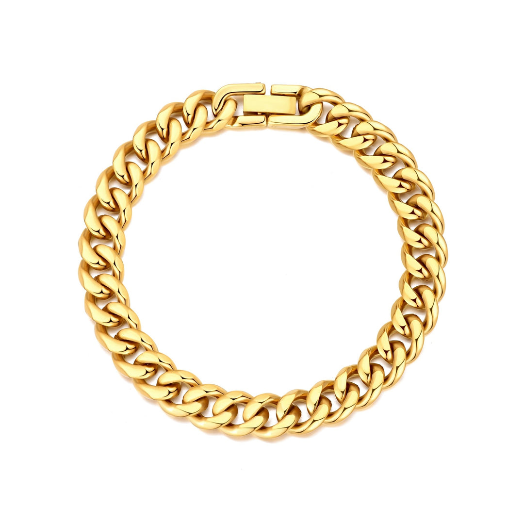 Men's 9mm Gold Plated Stainless Steel 7.5 - 8.5 Inch Curb Chain Bracelet - Philip Jones Jewellery