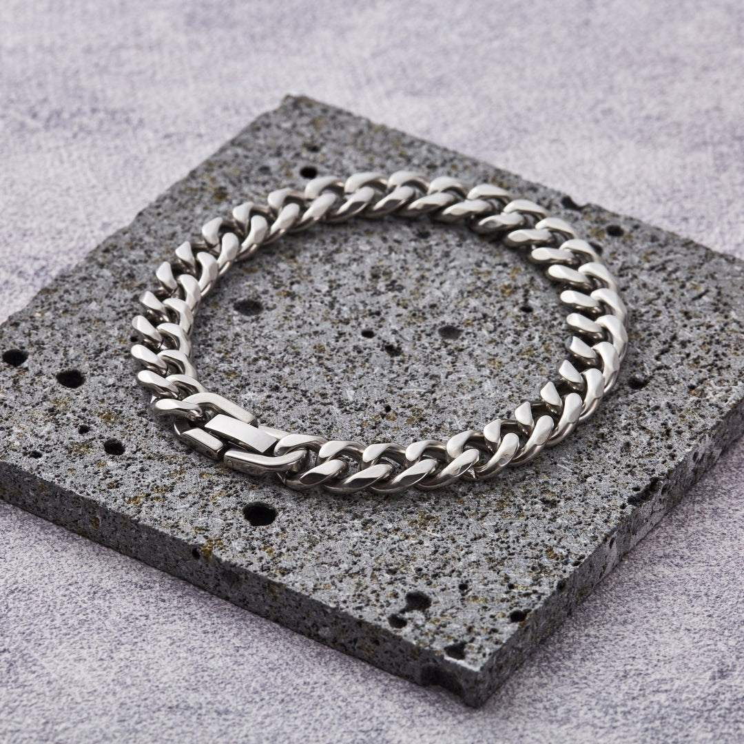 Men's 9mm Stainless Steel 7.5 - 8.5 Inch Curb Chain Bracelet - Philip Jones Jewellery