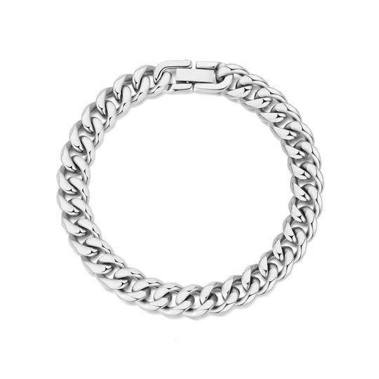 Men's 9mm Stainless Steel 7.5 - 8.5 Inch Curb Chain Bracelet - Philip Jones Jewellery