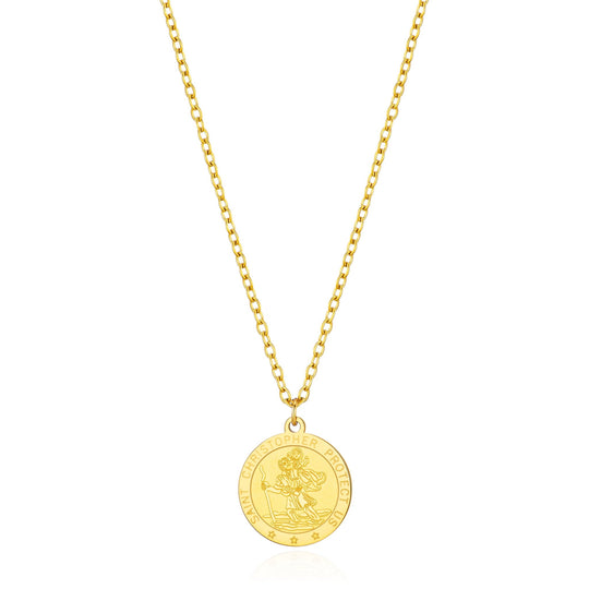 Men's Gold Plated Stainless Steel St Christopher Necklace - Philip Jones Jewellery
