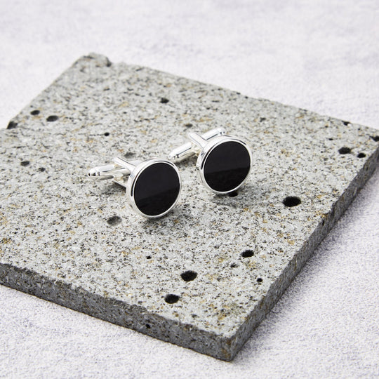Men's I Couldn't Say I Do Without You Black Onyx Gemstone Cufflinks - Philip Jones Jewellery