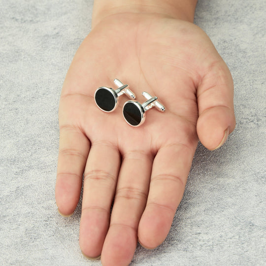 Men's I Couldn't Say I Do Without You Black Onyx Gemstone Cufflinks - Philip Jones Jewellery