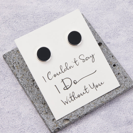 Men's I Couldn't Say I Do Without You Black Onyx Gemstone Cufflinks - Philip Jones Jewellery