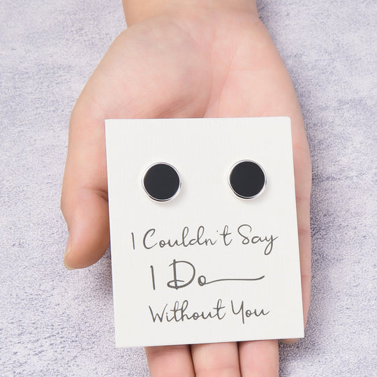 Men's I Couldn't Say I Do Without You Black Onyx Gemstone Cufflinks - Philip Jones Jewellery